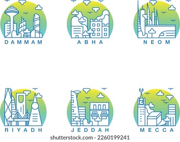 Saudi Arabia cities with green background