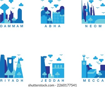 Saudi Arabia Cities icon vector blue art