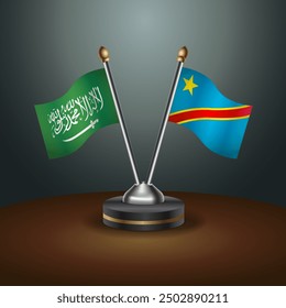 Bandera de cooperación de Arabia Saudita - Congo, fondo de color degradado oscuro