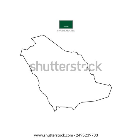 saudi arabia contour vector map with flag in color. Background map eps 10 Vector illustration asia