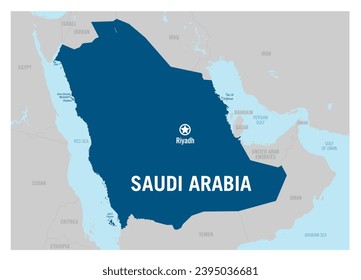 Saudi Arabia country basic contour political map. Detailed vector illustration.