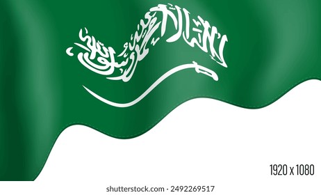 Saudi Arabia country flag realistic independence day background. Saudi Arabia commonwealth banner in motion waving, fluttering in wind. Festive patriotic HD format template for independence day