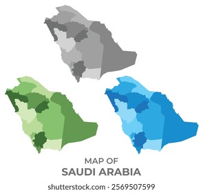 Saudi Arabia country map in different colors