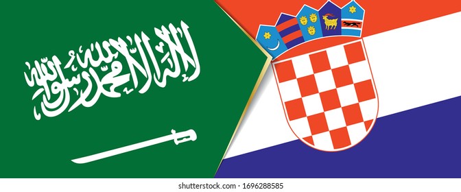 Saudi Arabia and Croatia flags, two vector flags symbol of relationship or confrontation.