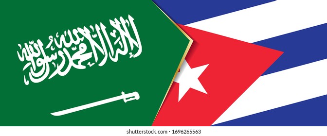 Arabia Saudita y Cuba banderas, dos vectores símbolo de relación o confrontación.