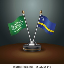 Saudi Arabia - Curacao Cooperation Flag, Dark gradient color Background