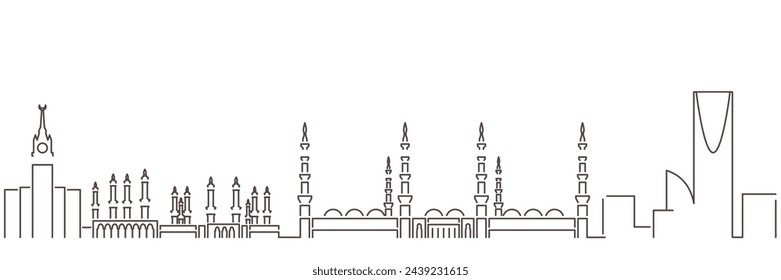 Saudi Arabia Dark Line Simple Minimalist Skyline With White Background