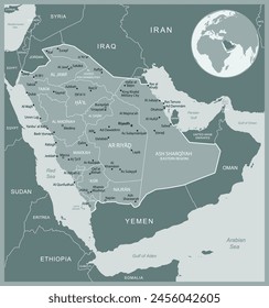 Saudi Arabia - detailed map with administrative divisions country. Vector illustration