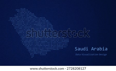 Saudi Arabia Digital map formed with ones and zeroes for data visualization design