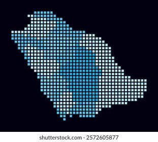 Saudi Arabia dotted map. Digital style map of the country on dark background. Saudi Arabia shape with square dots. Colored dots style. Large size squares. Classy vector illustration.