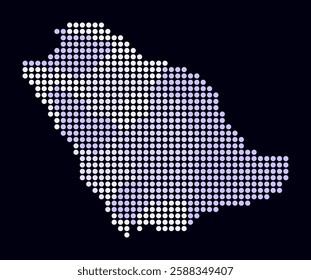 Saudi Arabia dotted map. Digital style map of the country on dark background. Saudi Arabia shape with circle dots. Colored dots style. Large size circles. Modern vector illustration.