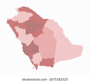 Saudi Arabia dotted map. Digital style map of the country on white background. Saudi Arabia shape with circle dots. Colored dots style. Small size circles. Artistic vector illustration.