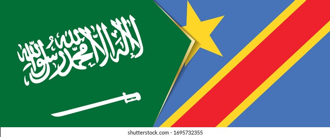 Saudi Arabia and DR Congo flags, two vector flags symbol of relationship or confrontation.