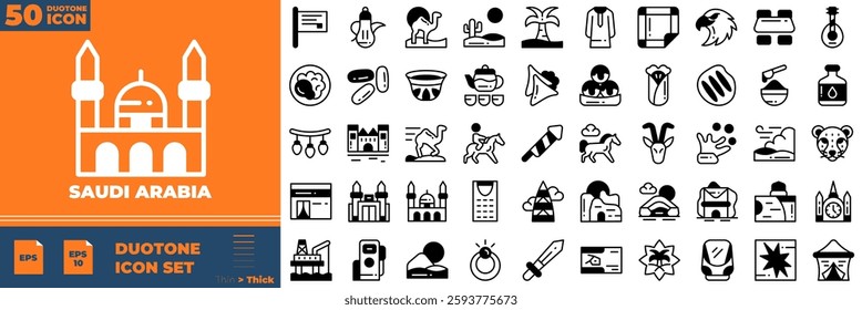 Saudi Arabia Duotone Editable Icons set. Vector illustration in modern thin duotone style of saudi arabia icons: arabia, national, arab, etc