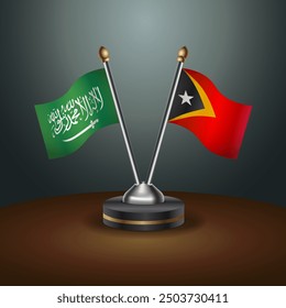 Saudi Arabia - East Timor Cooperation Flag, Dark gradient color Background