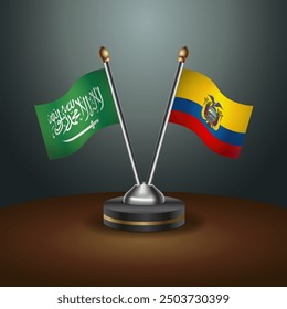 Saudi Arabia - Ecuador Cooperation Flag, Dark gradient color Background