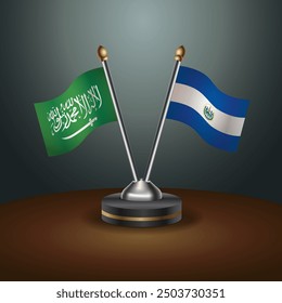 Saudi Arabia - El Salvador Cooperation Flag, Dark gradient color Background