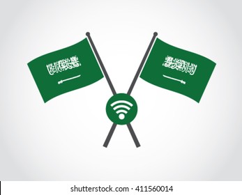 Saudi Arabia Emblem Wireless Connection
Text : There is no god but God. Muhammad is the messenger of God