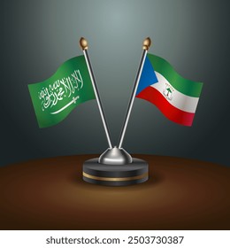 Saudi Arabia - Equatorial Guinea Cooperation Flag, Dark gradient color Background