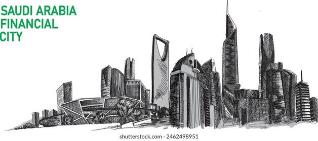 Arte vectorial de la Ciudad Financiera de Arabia Saudita