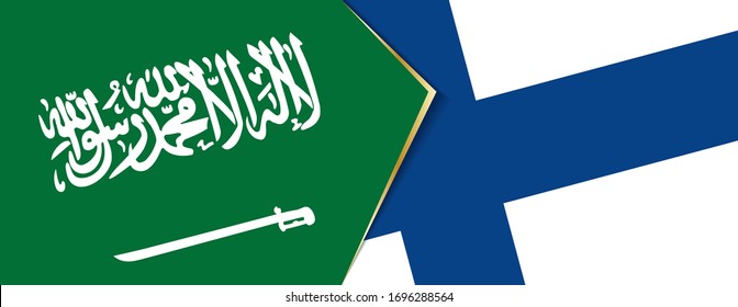 Saudi Arabia and Finland flags, two vector flags symbol of relationship or confrontation.