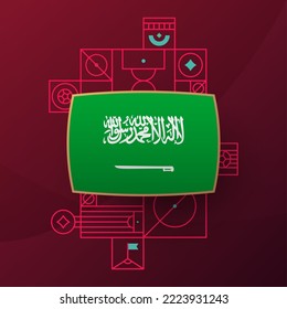 saudi arabia Flagge für Fußball-Cup-Turnier 2022. Einzelne Nationalmannschaftsflagge mit geometrischen Elementen für Fußball- oder Fußball-Vektorgrafik 2022.