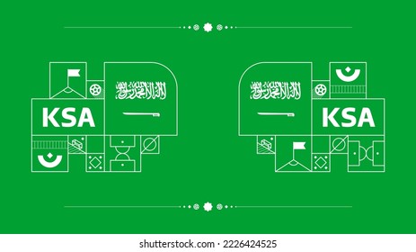 saudi arabia Flagge für Fußball-Cup-Turnier 2022. Einzelne Nationalmannschaftsflagge mit geometrischen Elementen für Fußball- oder Fußball-Vektorgrafik 2022.