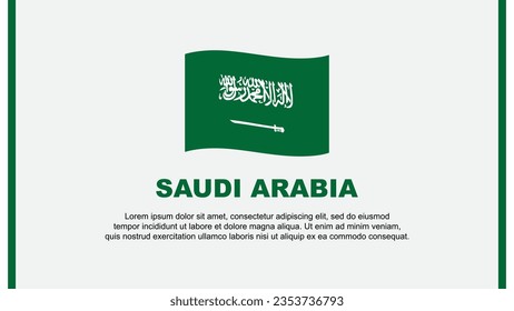 Plantilla de diseño de fondo de resumen de la bandera de Arabia Saudita. Cartel del Día de la Independencia de Arabia Saudita en medios sociales. Ilustración de vectores. Caricatura de Arabia Saudita