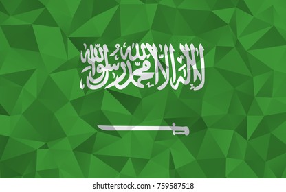 Saudi Arabia flag. Abstract Polygon Geometric Shape Background. Vector eps10.