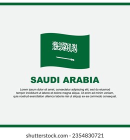 Plantilla de diseño de fondo de la bandera de Arabia Saudita. Cartel del Día de la Independencia de Arabia Saudita en medios sociales. Diseño de Arabia Saudita