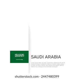 Fondo de la bandera de Arabia Saudita. Anuncio patriótico estatal de arabia saudita, tapa. Plantilla de documento con indicador sobre fondo blanco. Afiche nacional. Folleto de negocios. Ilustración vectorial, diseño simple