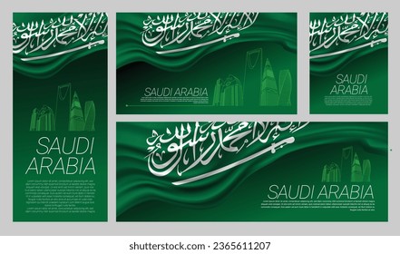 Banner de bandera saudita Set Vector, banner de medios sociales,