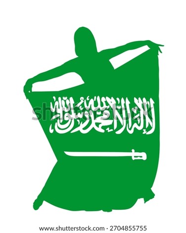 Saudi Arabia flag belly dancer woman vector silhouette illustration isolated. Traditional Arab entertainment oriental dance sensual move erotic lady. Middle east culture. Harem amusement Arabic orient