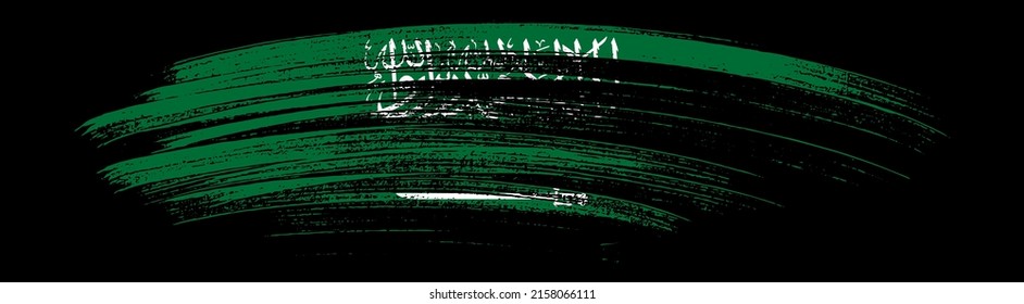 Saudi Arabia flag with brush paint textured isolated  on png or transparent background.Symbol of  Saudi Arabia. Vector illustration
