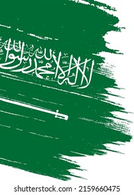 Saudi Arabia flag with brush paint textured isolated  on png or transparent background.Symbol of  Saudi Arabia. Vector illustration
