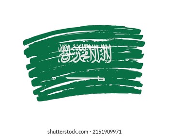 Bandera de Arabia Saudita en el fondo del pincel.