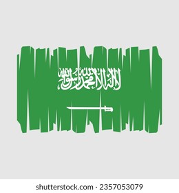 Saudi Arabia flag with brush stroke vector Illustration