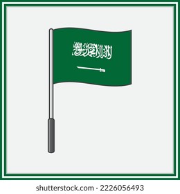 Saudi Arabia Flag Cartoon Vector Illustration. Flag of Saudi Arabia Flat Icon Outline