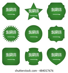 Saudi Arabia flag with different shapes on a white background