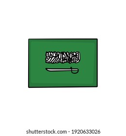 Saudi Arabia flag in drawing style isolated vector. Hand drawn object illustration for your presentation, teaching materials or others.