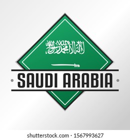 Saudi Arabia Flag Emblema. Vector Design National. Illustration Country Symbol. Insignia Banner Logo.
