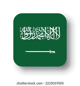 Saudi-Arabienflagge - flacher Vektorplatz mit abgerundeten Ecken und abgehacktem Schatten.