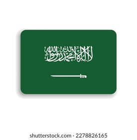 Saudi Arabia flag - flat vector rectangle with rounded corners and dropped shadow.