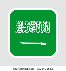 saudi arabia flag, flat vector square with rounded corners and white border. vector illustration	