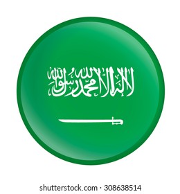Saudi Arabia flag Glossy Button - Vector