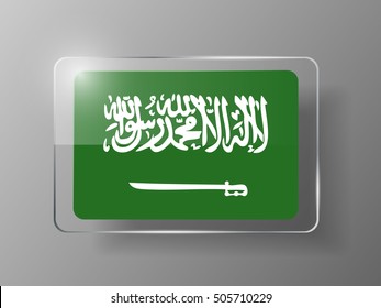 Saudi Arabia Flag Glossy Button. Vector illustration.