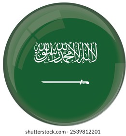  Saudi Arabia flag with glossy rounded button for football team and national emblem