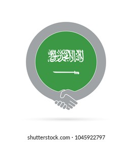 Saudi Arabia flag handshake icon. agreement, welcome, cooperation concept