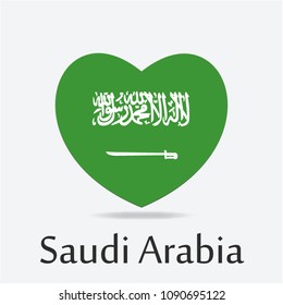 Saudi Arabia Flag in Heart Shape