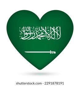 Saudi Arabia flag in heart shape. Vector illustration.
